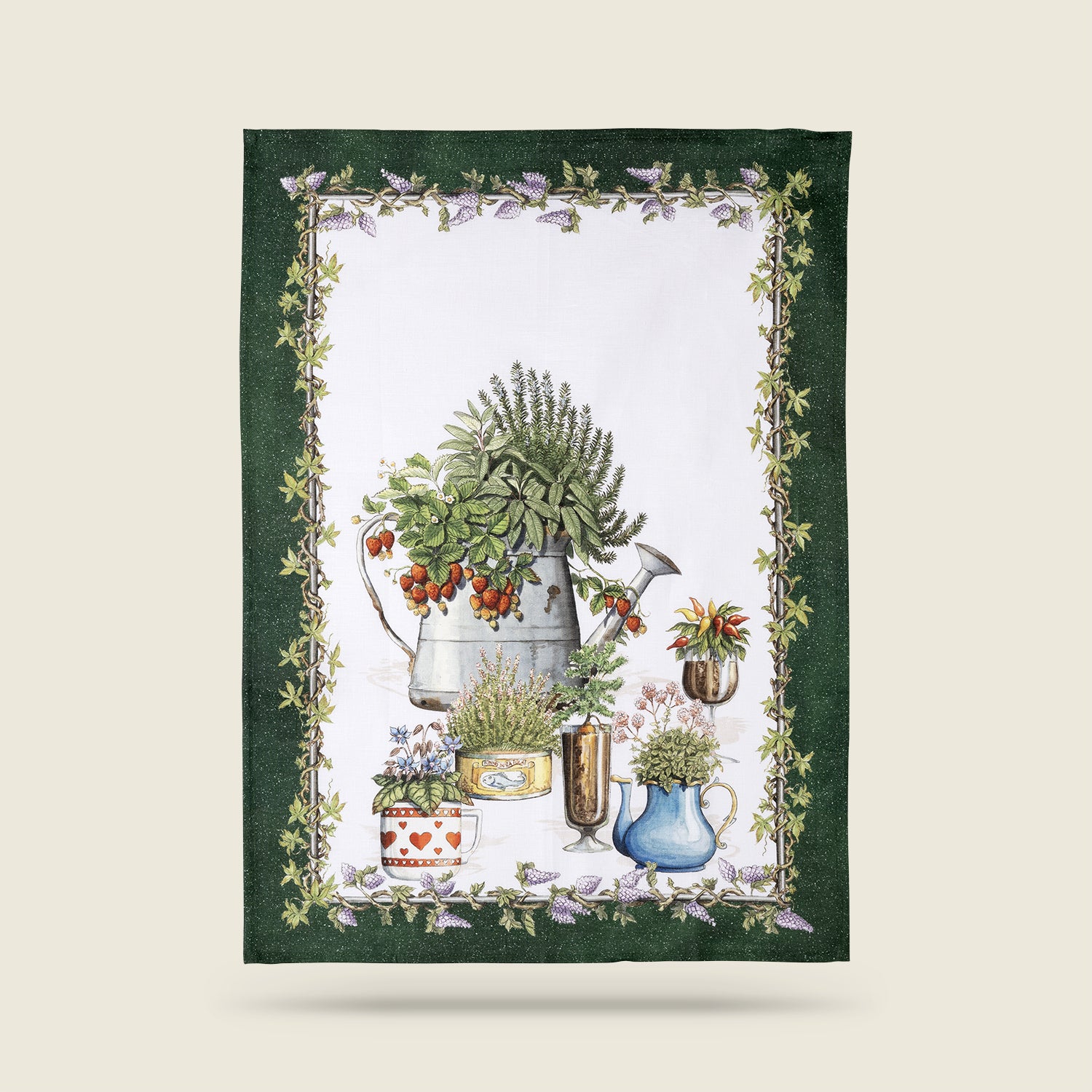 Tessitura Toscana Utěrka lněná Balcon Potager Verde 50x70 cm