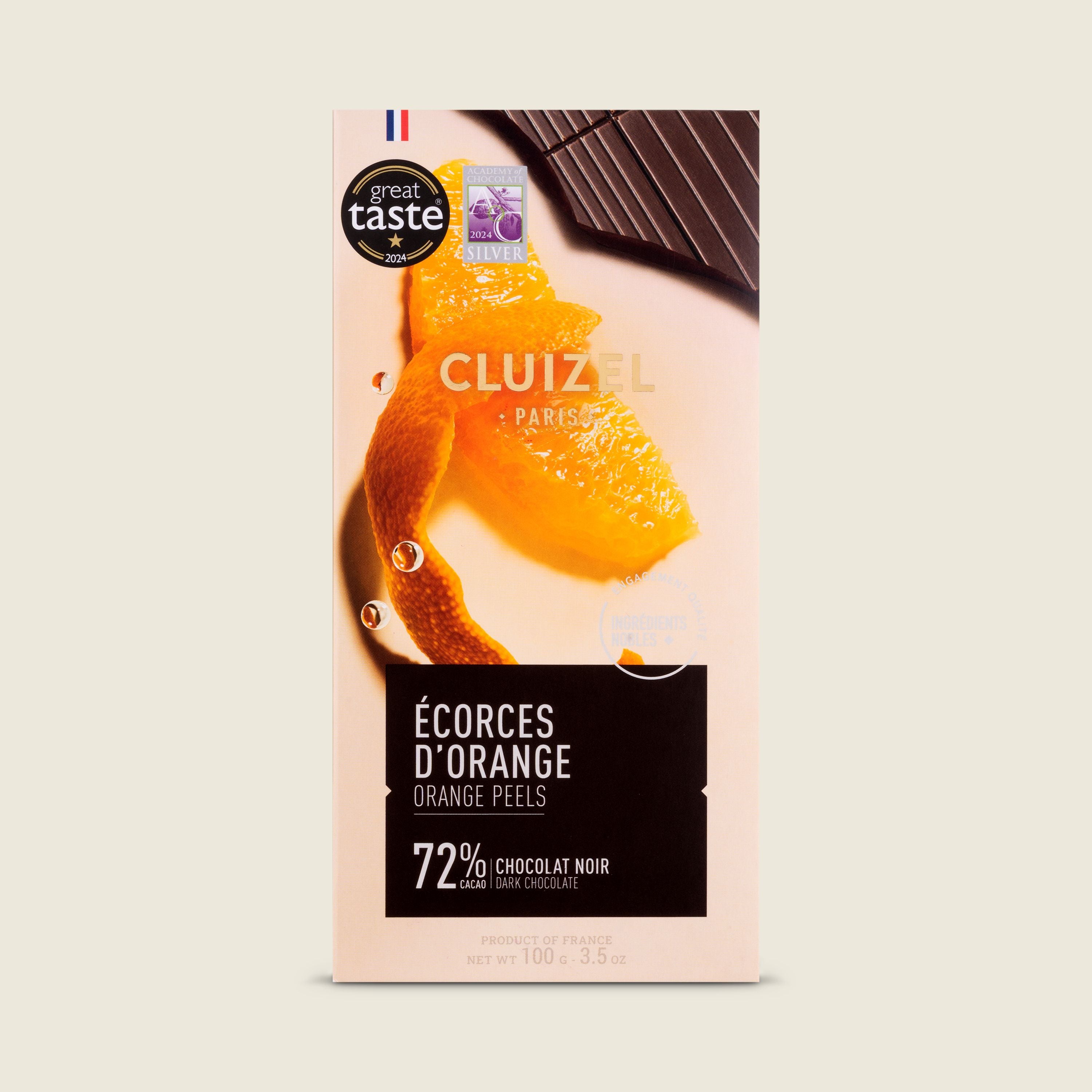 Cluizel čokoláda Noir 72% Écorce d’orange