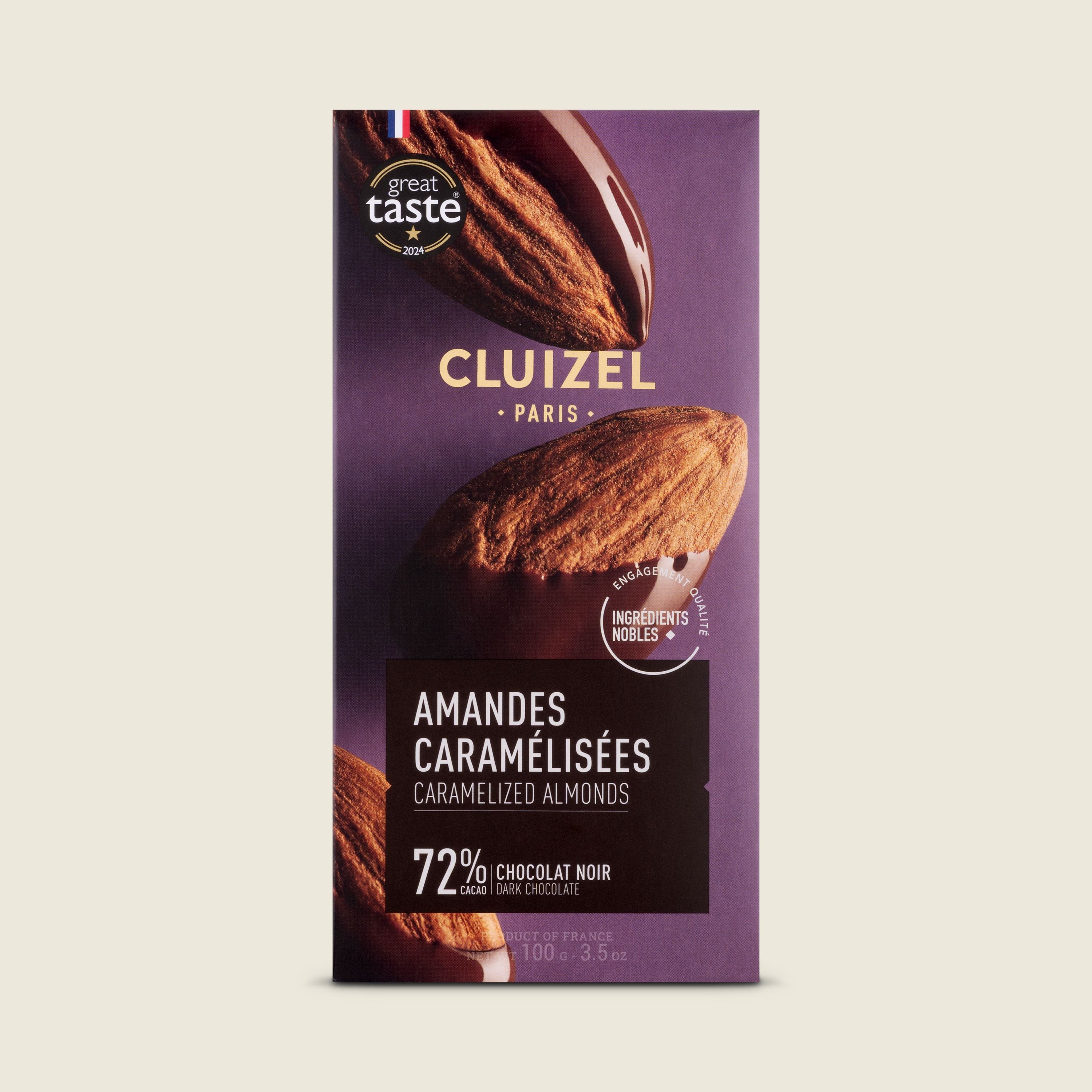 Cluizel Amandes Caramélisées Noir 72% , čokoláda s karamelizovanými mandlemi