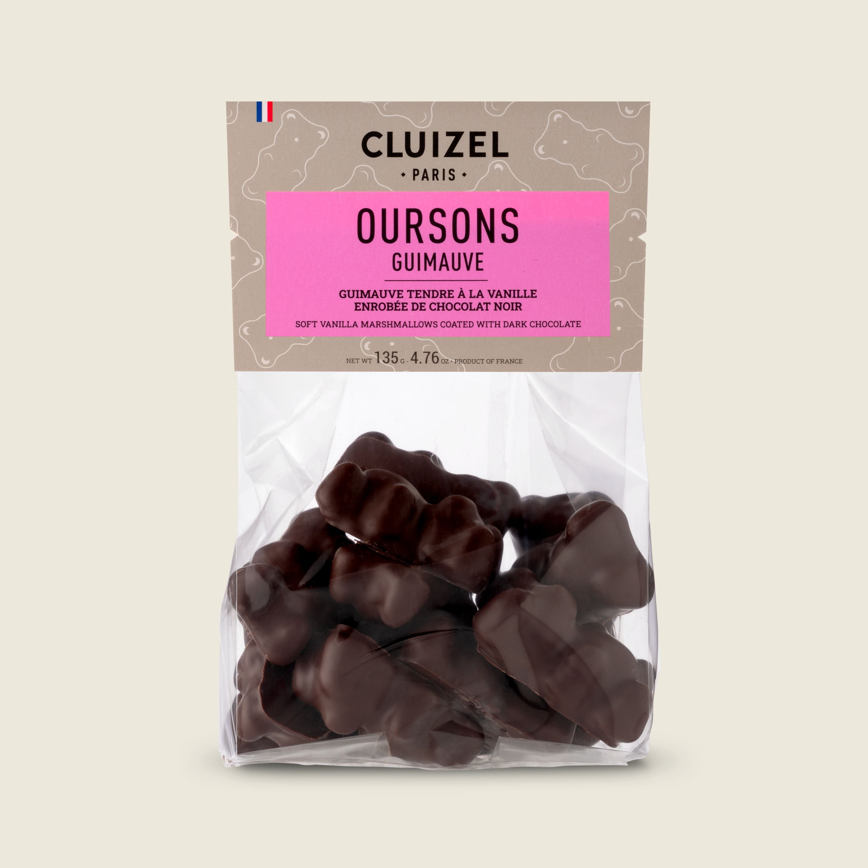 Cluizel medvídek marshmallow v hořké čokoládě, 135g
