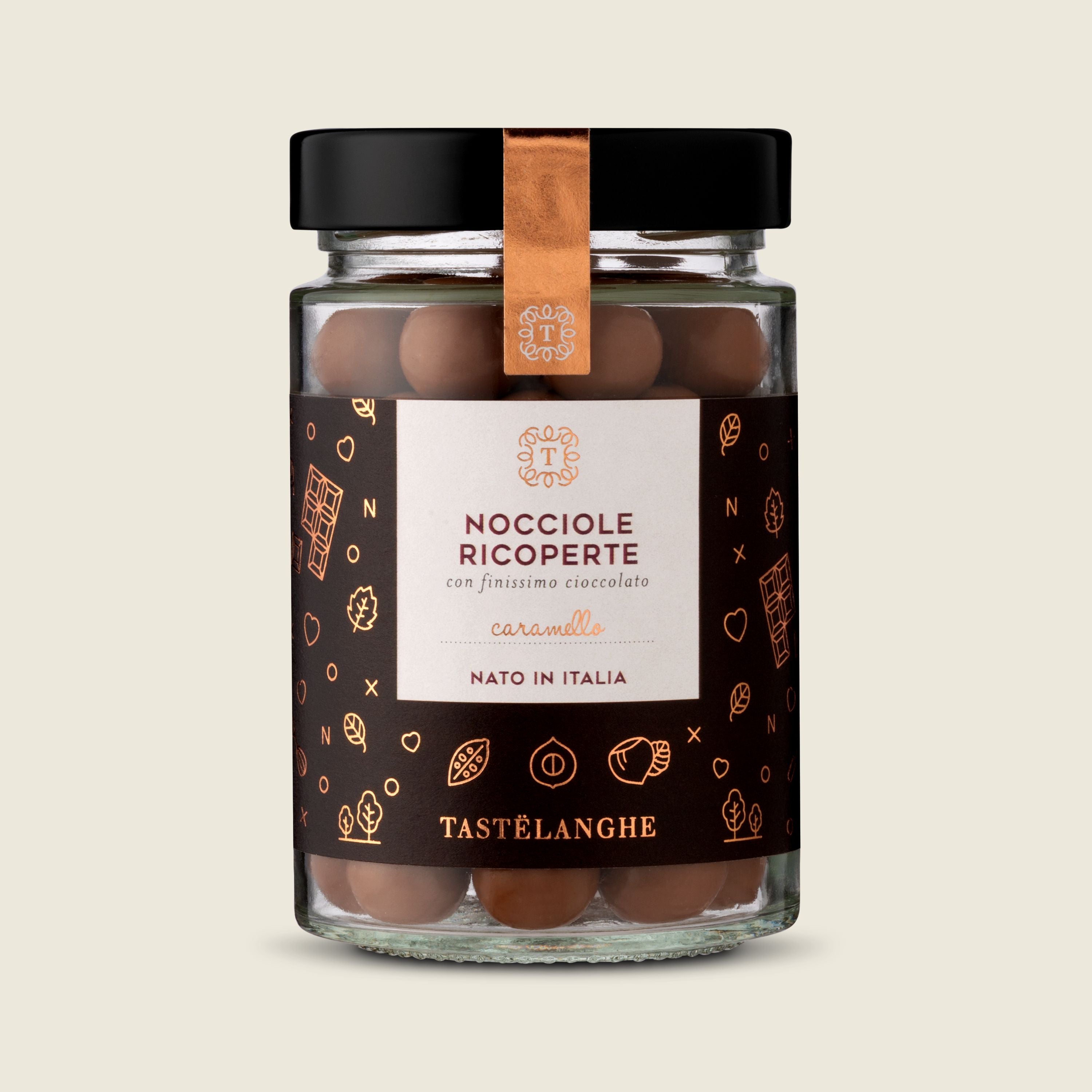 Tastëlanghe Lískové ořechy z Piemonte IGP v karamelové čokoládě, 200g