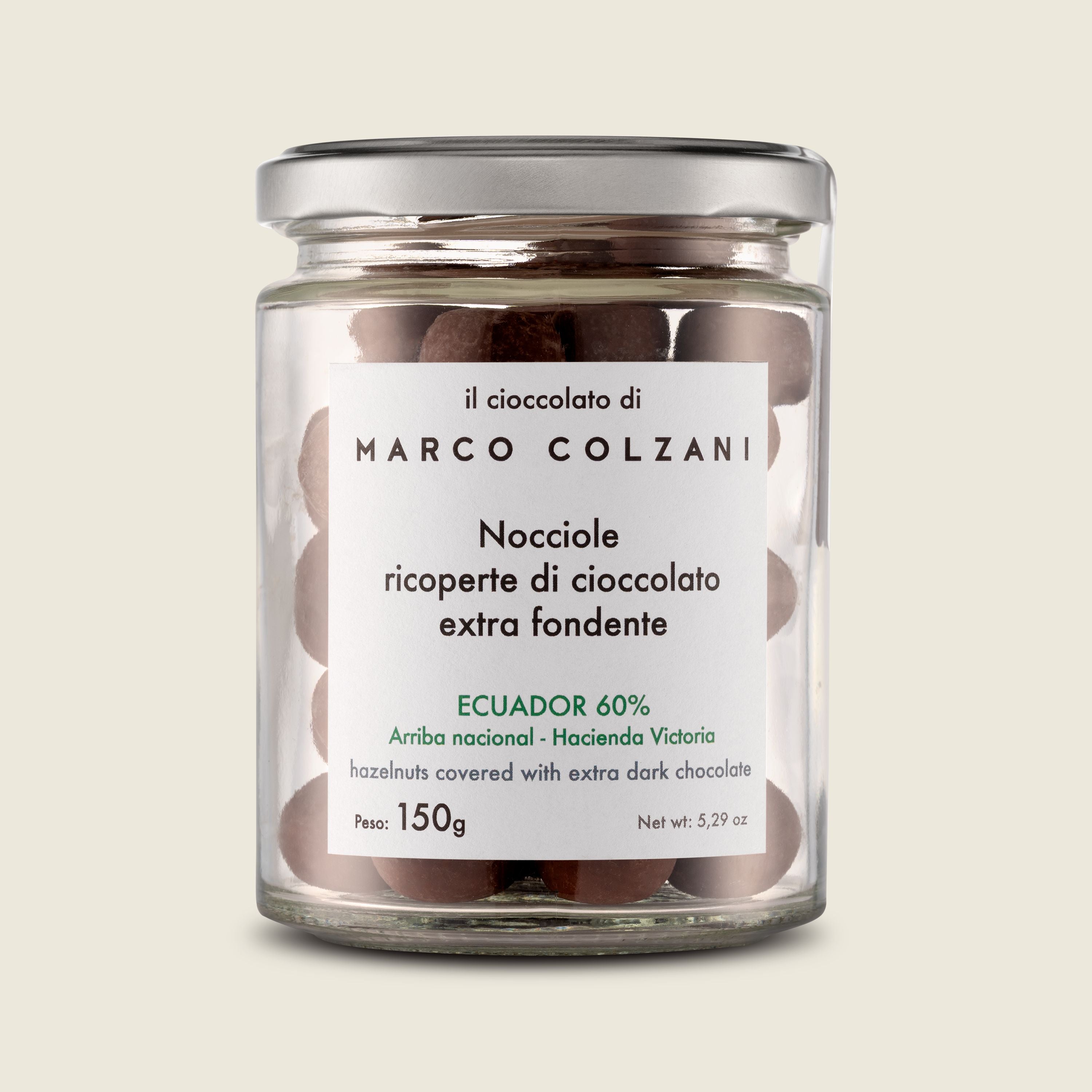 Marco Colzani Lískové ořechy z Piemonte v hořké čokoládě, 150g