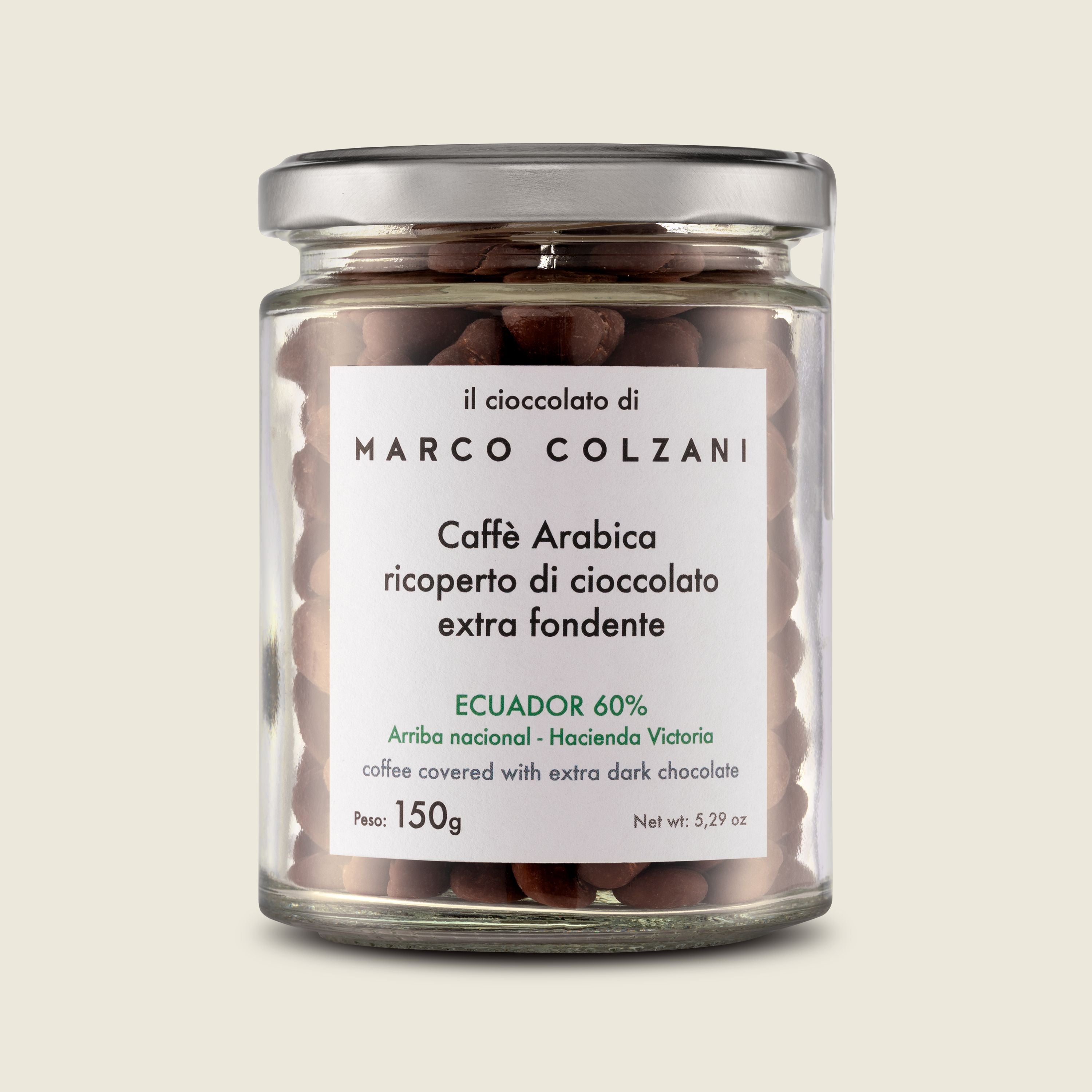 Marco Colzani Kávové Arabica boby v tmavé čokoládě, 150g