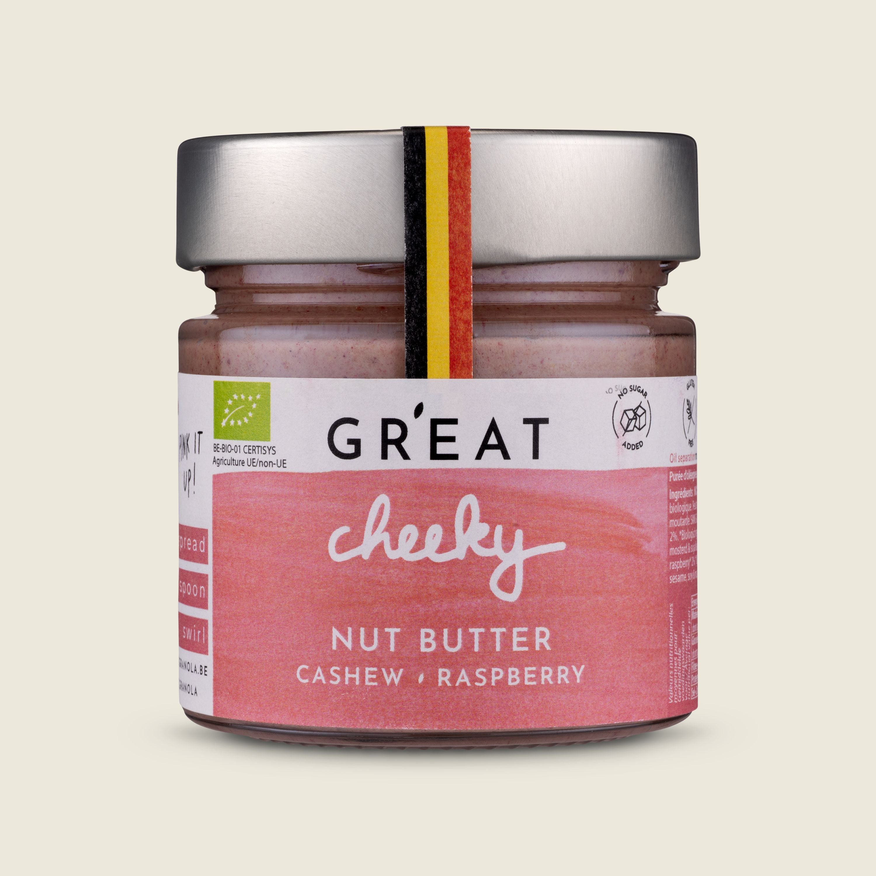 GR’EAT  Ořechové máslo Cheeky s kešu a malinami, 220g
