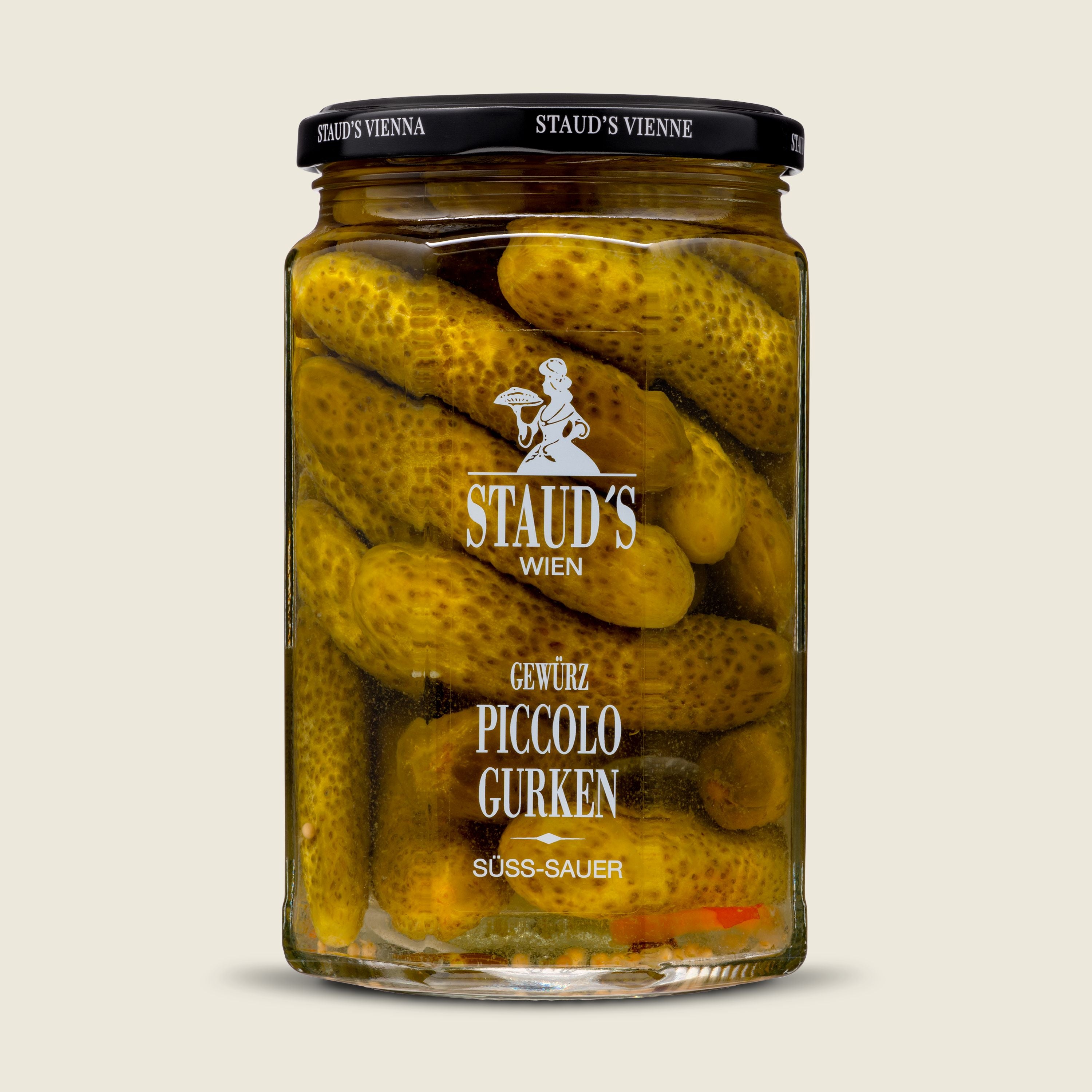 Staud’s Kyselé okurky Piccolo ve sladkokyselém nálevu, 560 g