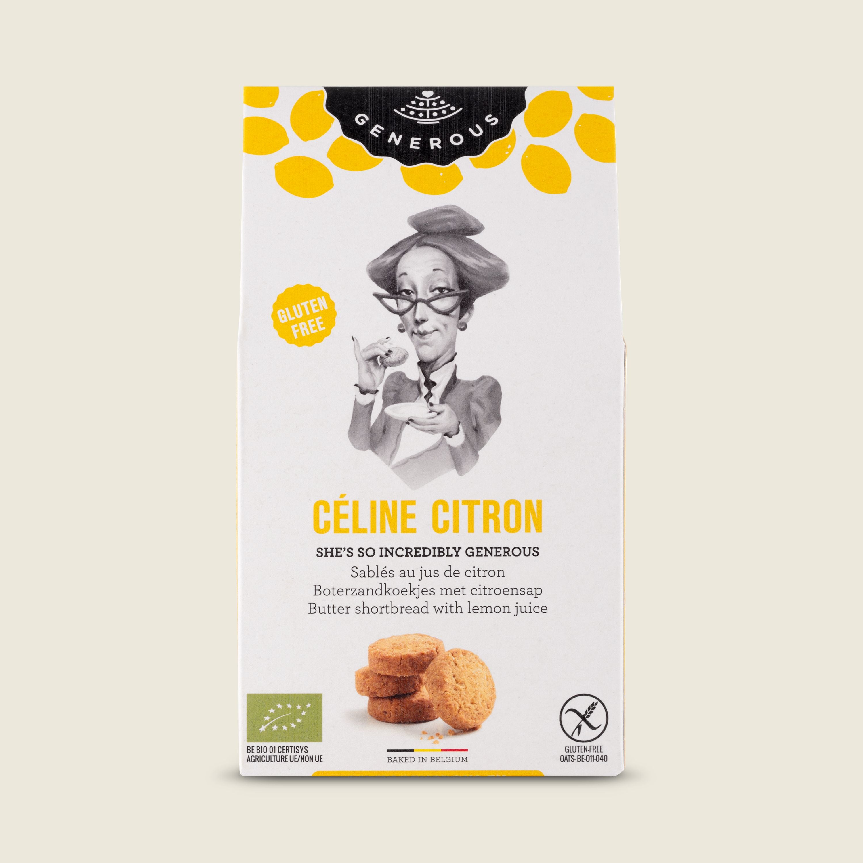 Generous  Máslové sušenky Céline Citron bez lepku, BIO