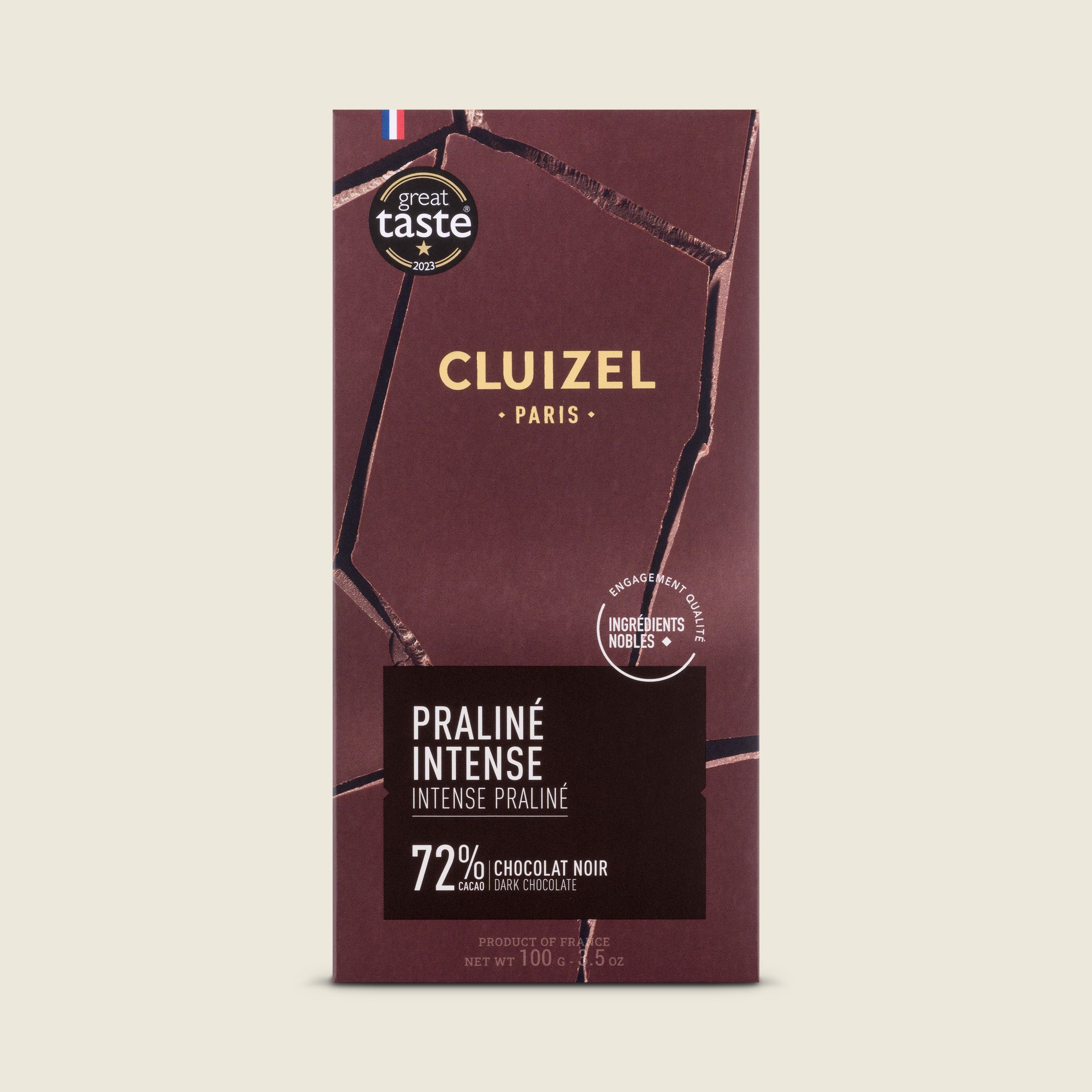 Cluizel Praliné Intense čokoláda 72%  s křupavými pralinkami, 100g