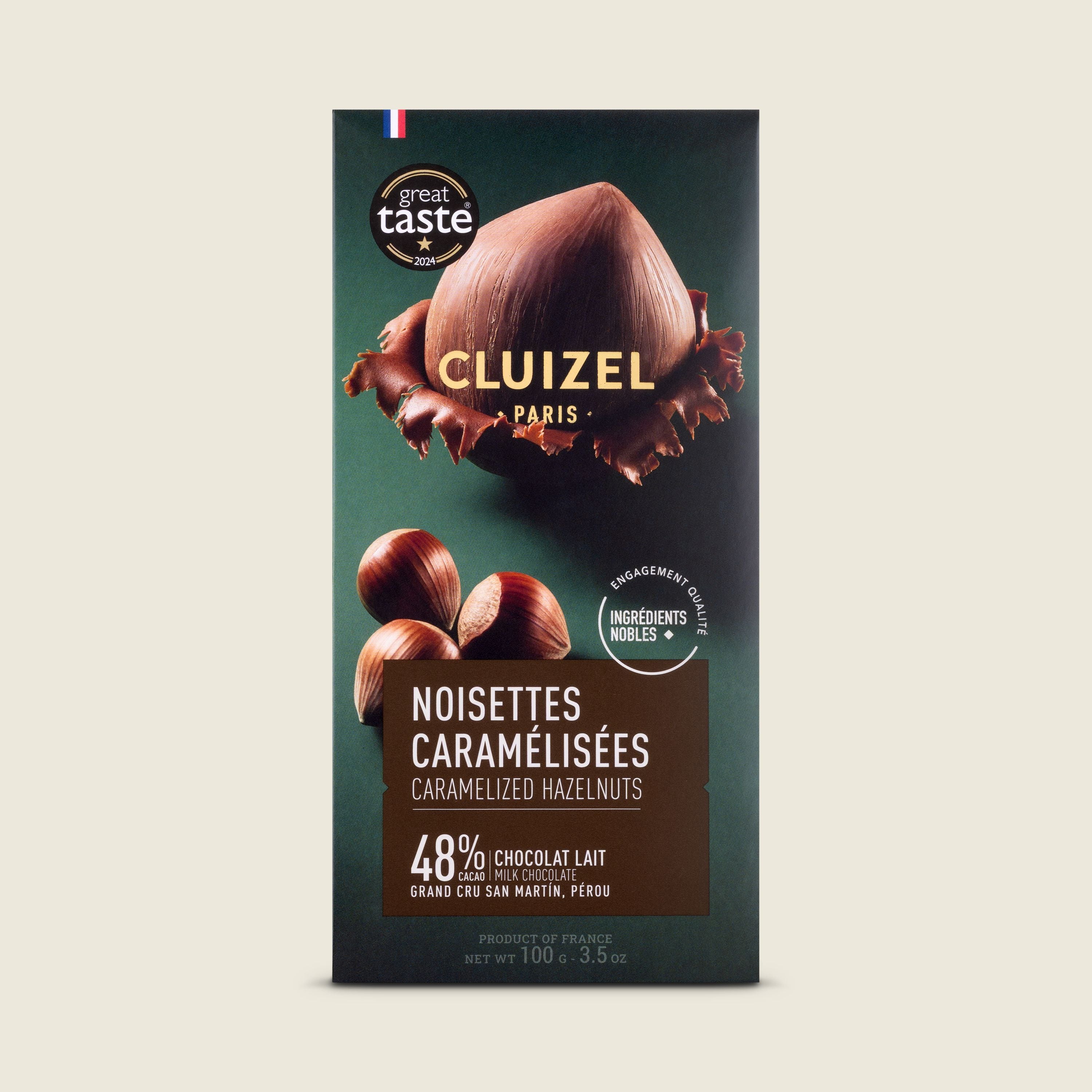 Cluizel Lait 48% Noisettes Caramélisées čokoláda mléčná s karamelizovanými  lískovými oříšky, 100g