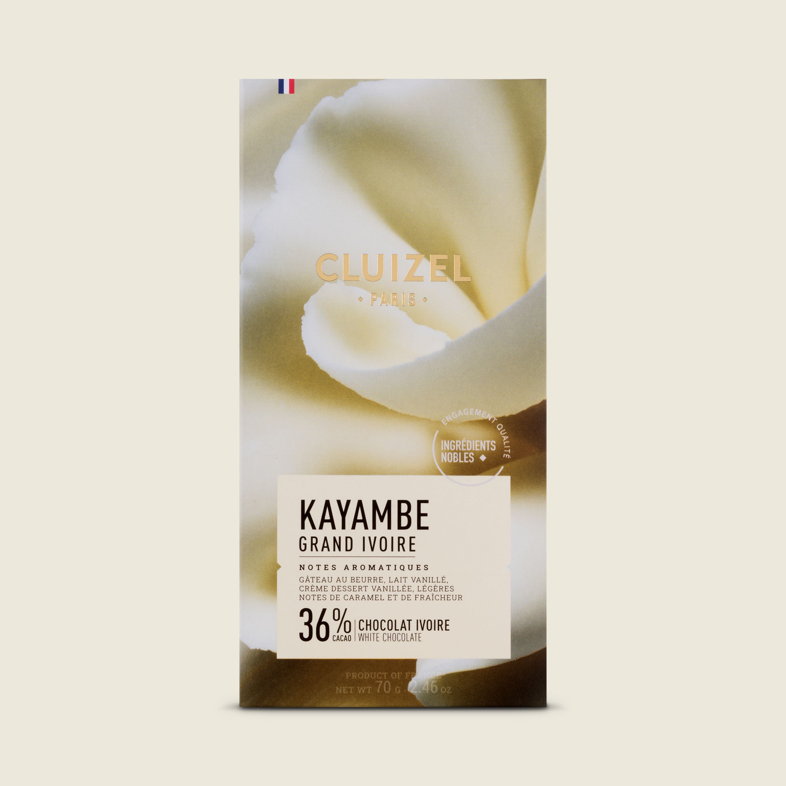 Cluizel Kayambe Grand Ivoire čokoláda bílá 36%, 70g