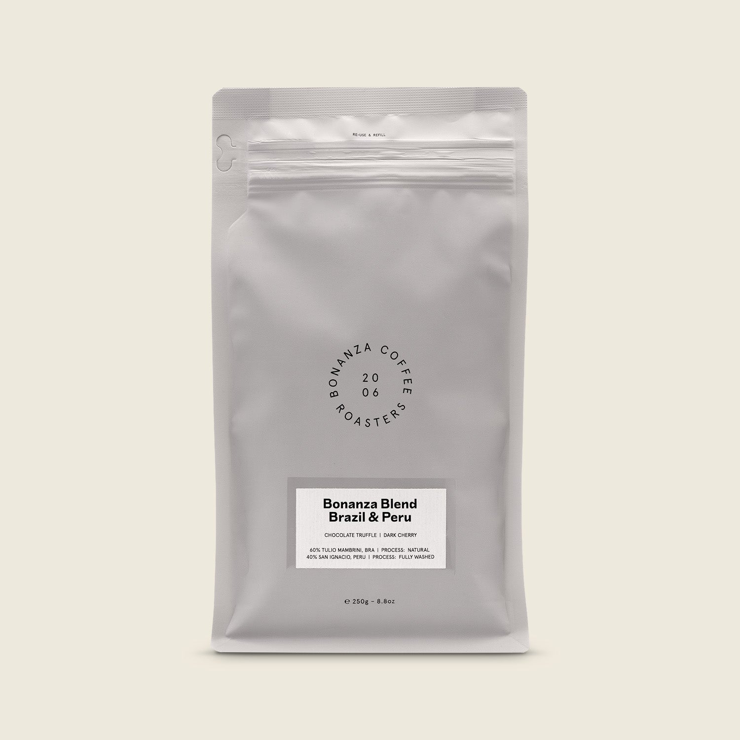 Bonanza Coffee Roasters Bonanza Blend, Brazílie+Peru, omniroast, 250g
