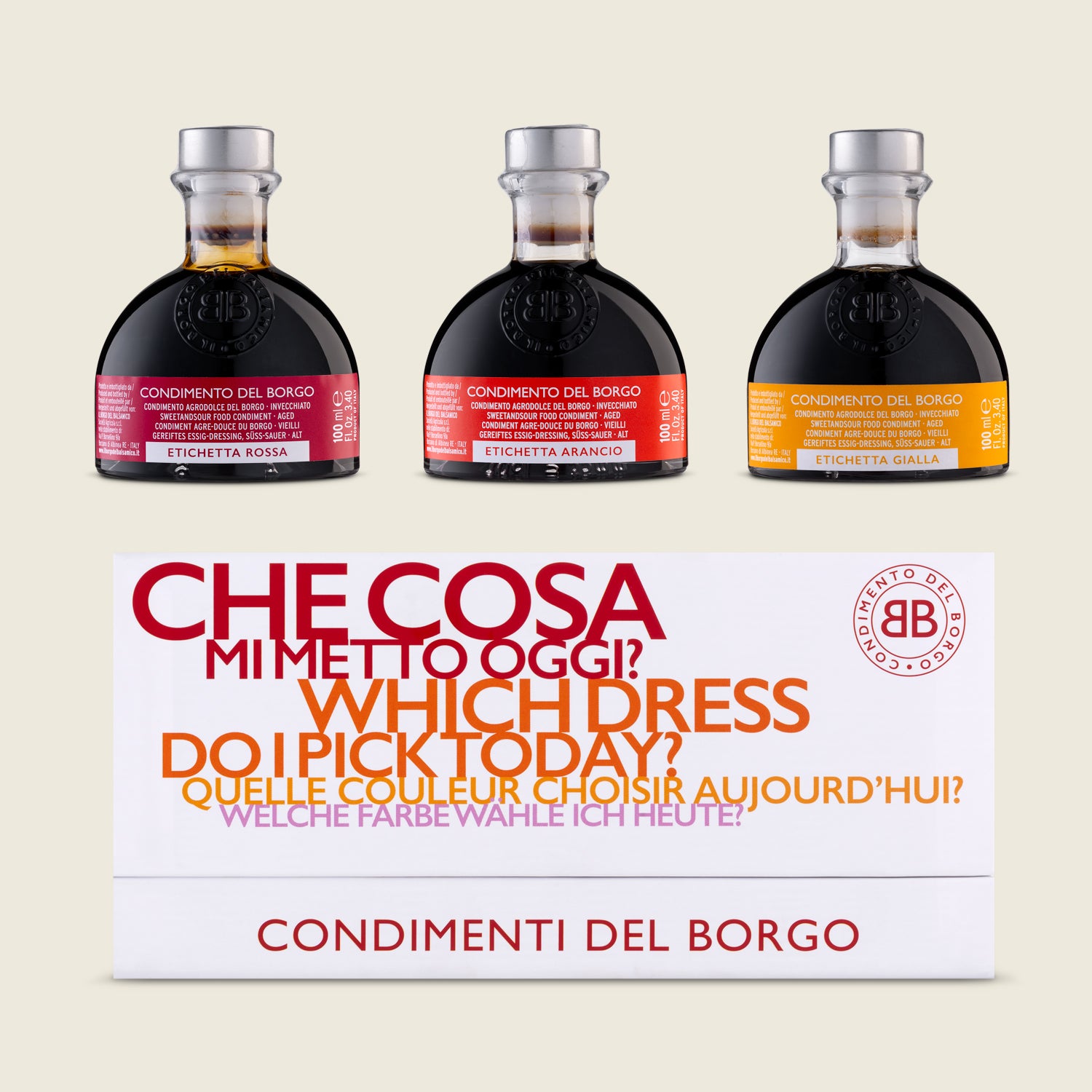 Il Borgo Balsamico Set 3 condimentů žlutá/oranžová/červená 3x100ml
