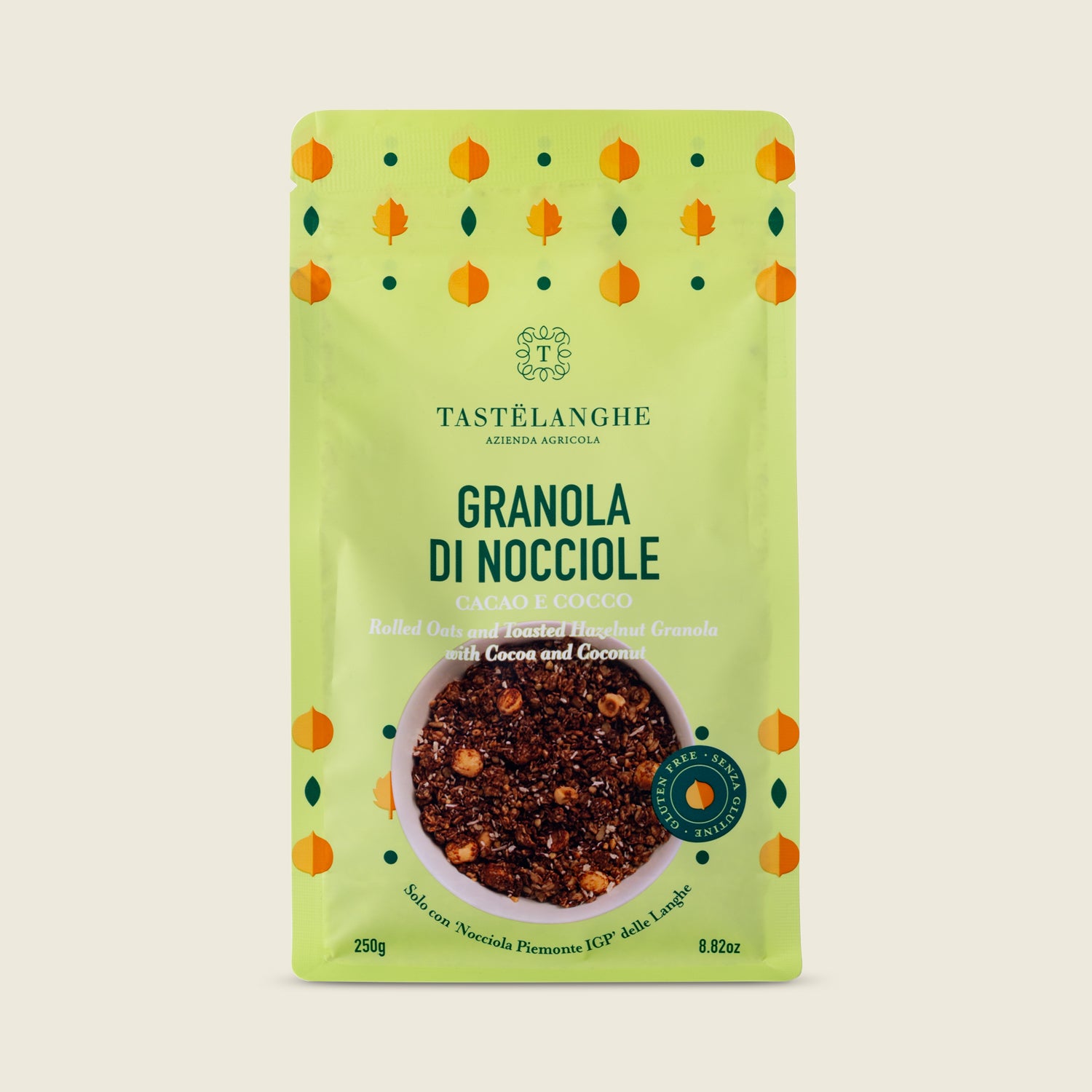 Tastëlanghe Granola s lískovými ořechy z Piemonte, kakao a kokos, 250g