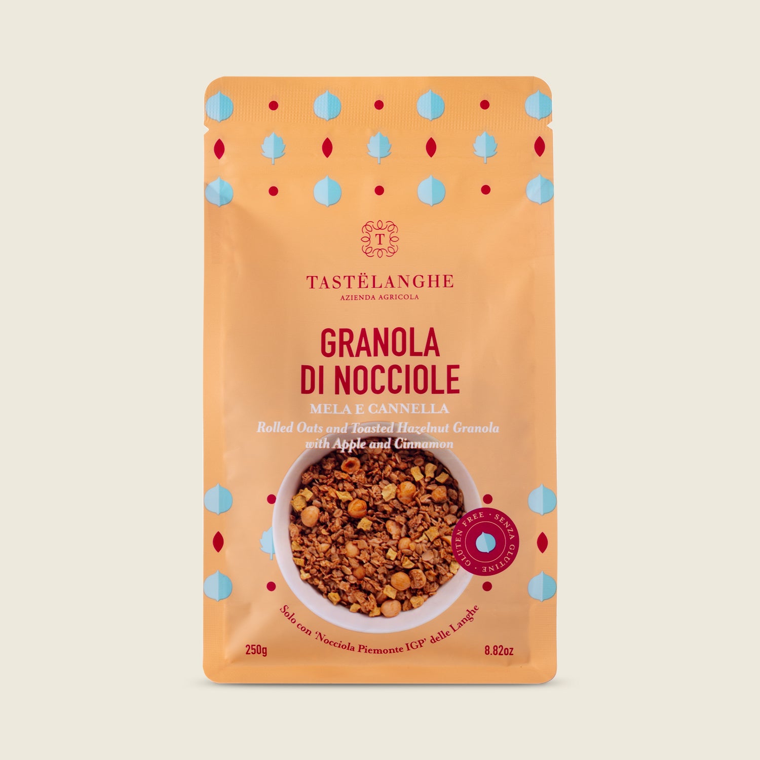 Tastëlanghe Granola s lískovými ořechy z Piemonte jablko a skořice, 250g