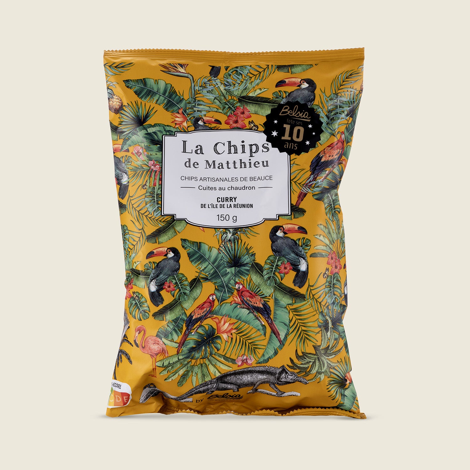 Belsia Bramborové lupínky Matthieu s curry z ostrova Réunion, 150 g
