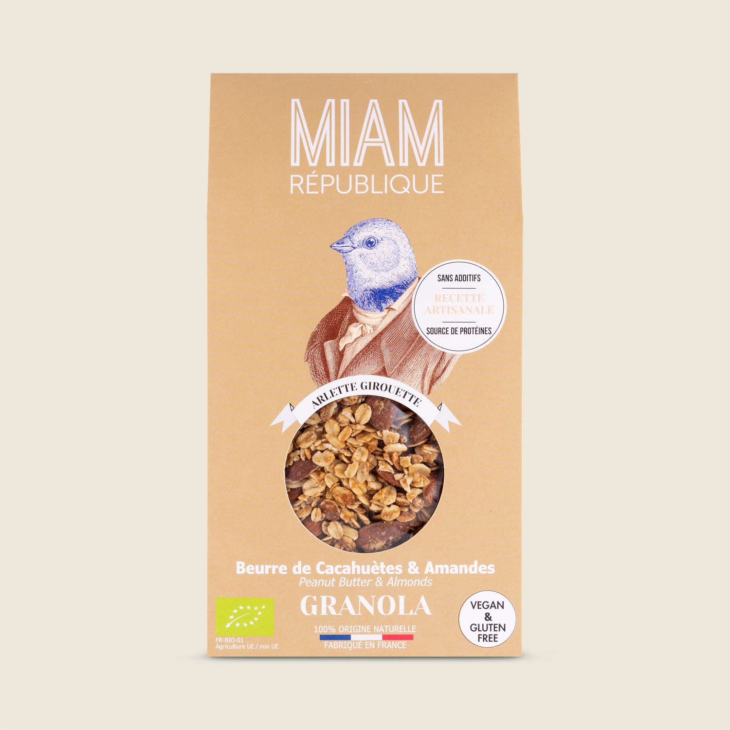 Miam République Granola s arašídovým máslem a mandlemi, BIO, 350g