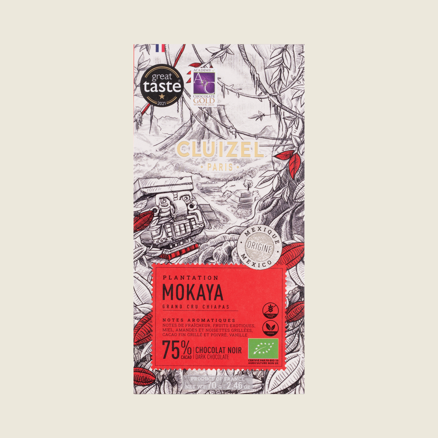 Cluizel Mokaya čokoláda 75%, BIO