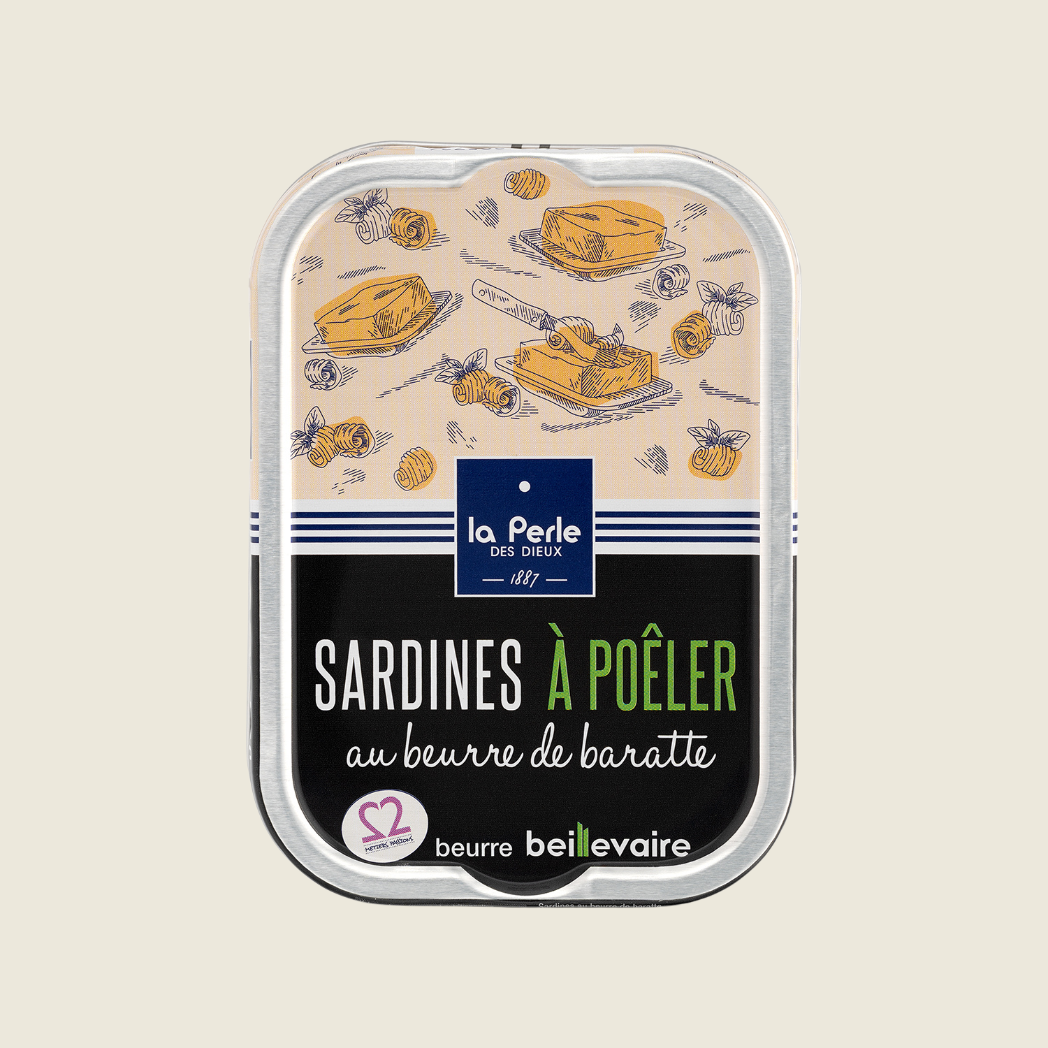 La Perle des Dieux Sardinky k tepelné úpravě se stloukaným máslem, 115g