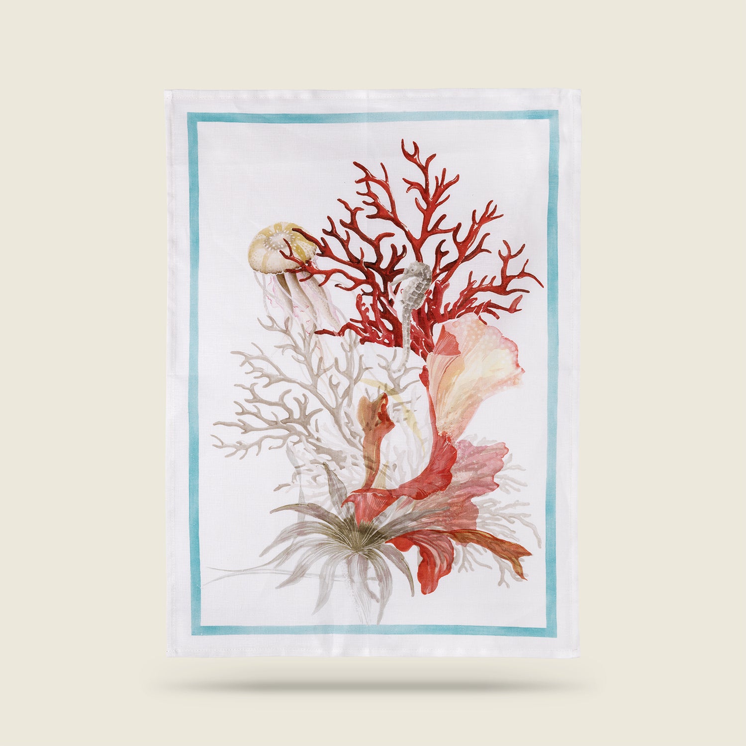 Tessitura Toscana Utěrka lněná Aquarius Corallo 50x70 cm